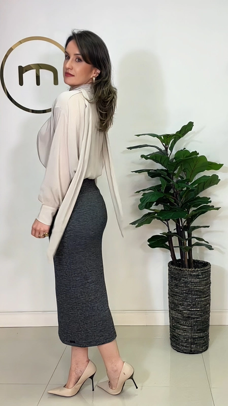 camisa crepe gola laço