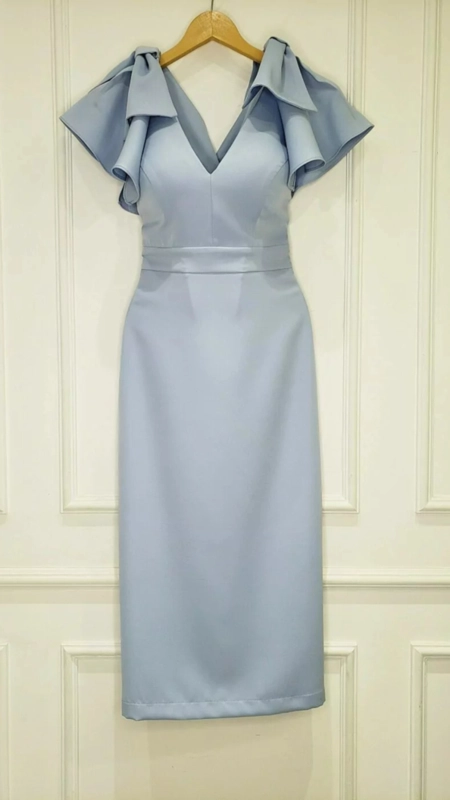 vestido midi estruture manga laço