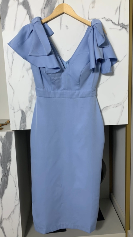 vestido midi estruture manga laço