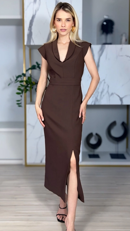 vestido midi tubinho impact