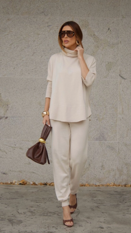 conjunto calça e blusa tricot toque modal fly