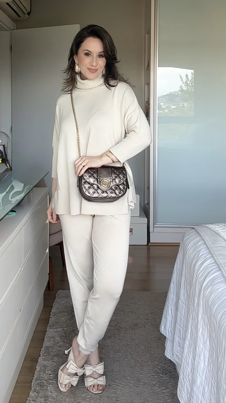 conjunto calça e blusa tricot toque modal fly
