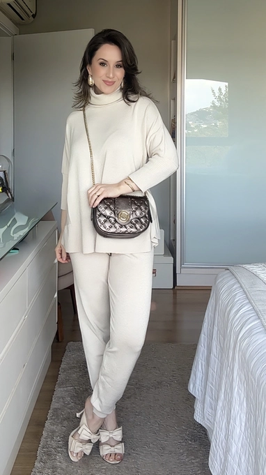 conjunto calça e blusa tricot toque modal fly