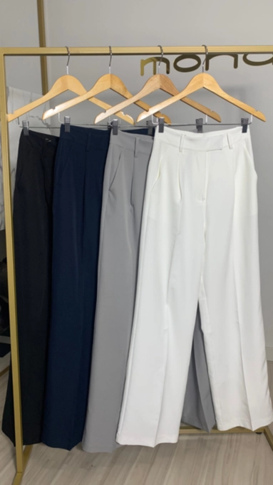 calça pantalona alfaiataria pregas classic