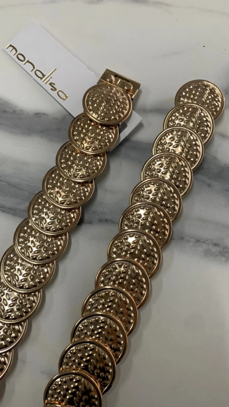 cinto metal elástico boho textura