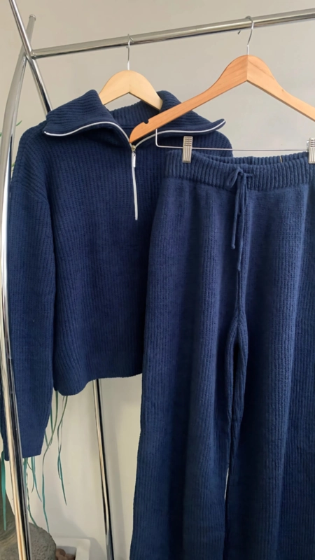 conjunto tricot calça e blusa zíper ana