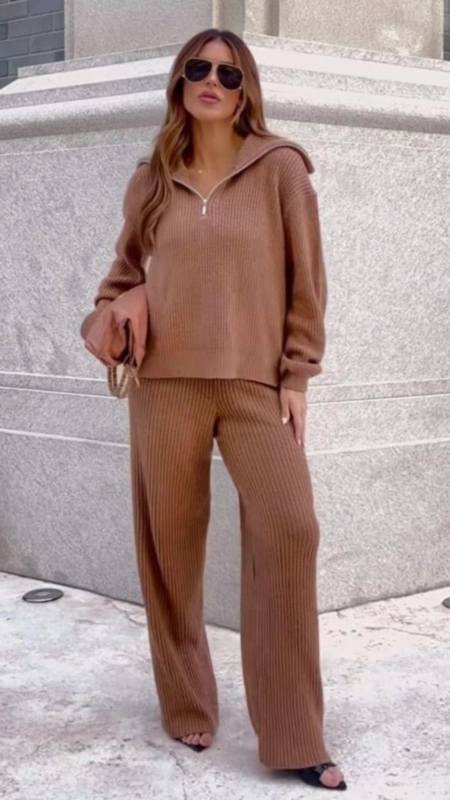 conjunto tricot calça e blusa zíper ana