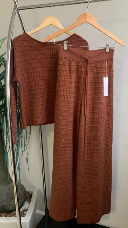 conjunto tricot toque modal texturizado