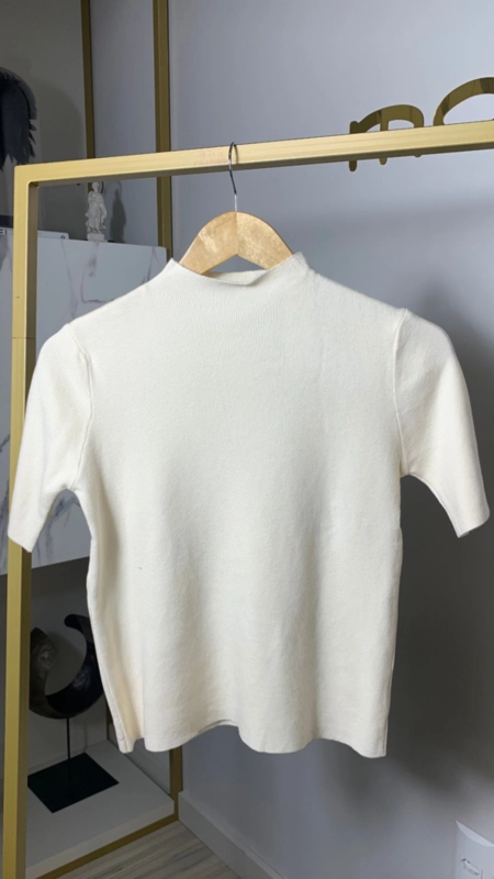 blusa tricot manga curta basic ultra soft