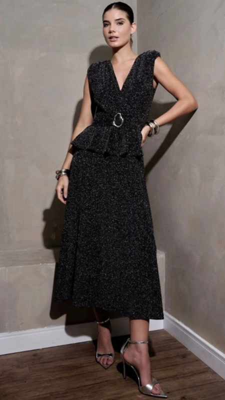 Vestido midi Jessy babado c/ cinto