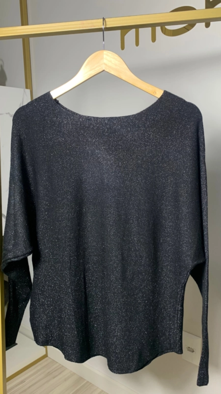 Blusa manga longa ampla lurex