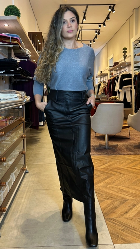 Blusa manga longa ampla lurex