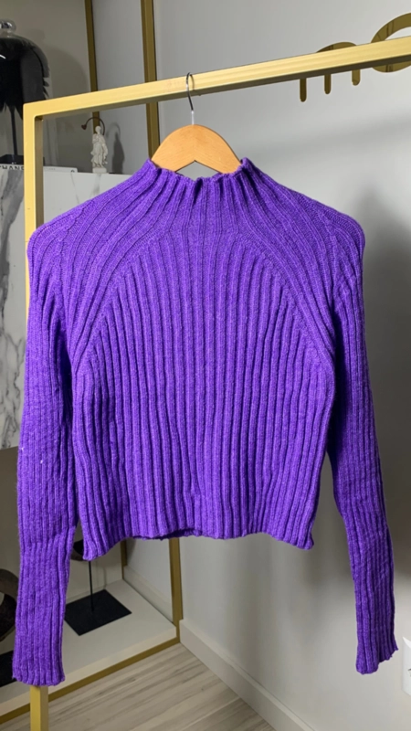blusa tricot canelada gola alta