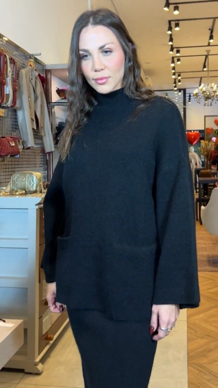 conjunto tricot blusa e saia midi lia
