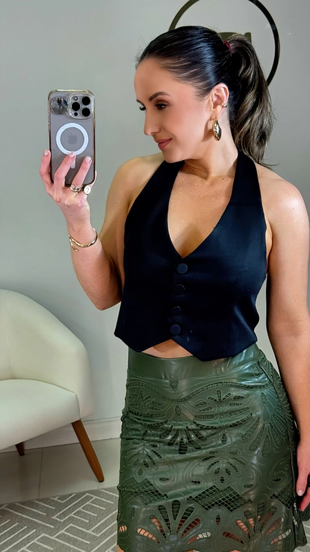 saia curta pu laser cut