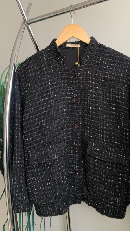 casaco bomber tweed chic