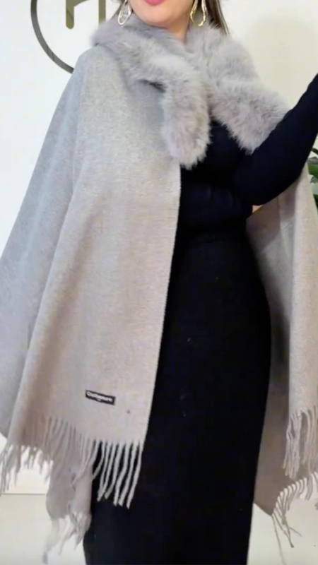 Pashmina gola de pelo