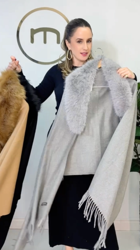 Pashmina gola de pelo