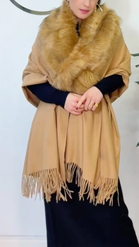 Pashmina gola de pelo