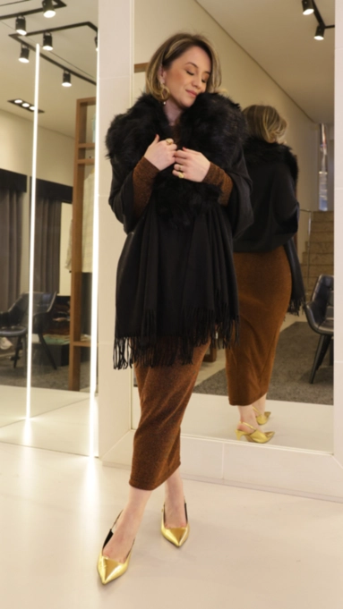 Pashmina gola de pelo