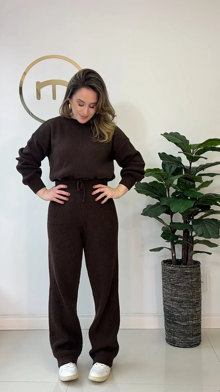 conjunto tricot calça e blusa talia