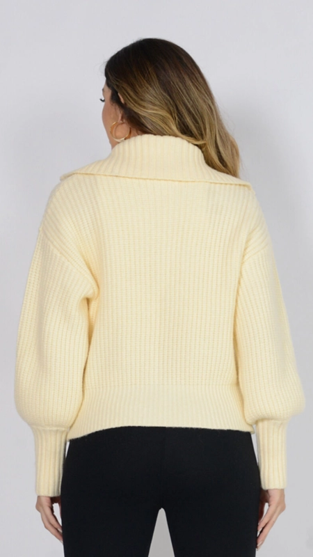 blusa tricot zíper gola french