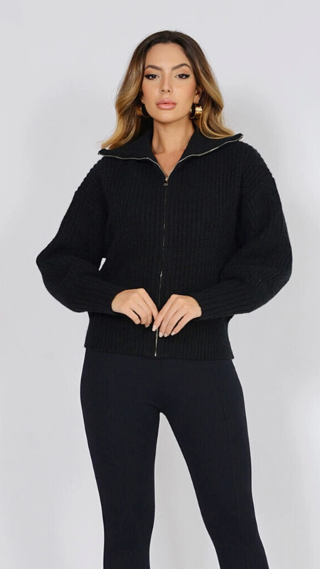 blusa tricot zíper gola french