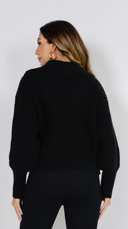 blusa tricot zíper gola french