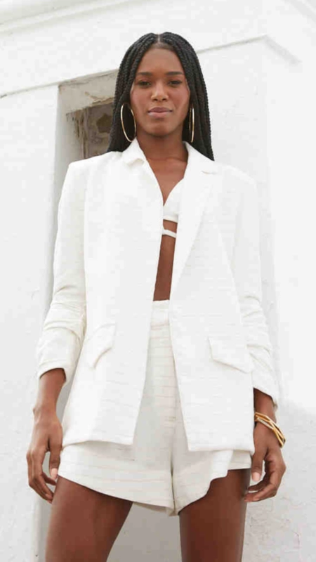 Blazer Listrado Manga Franzida