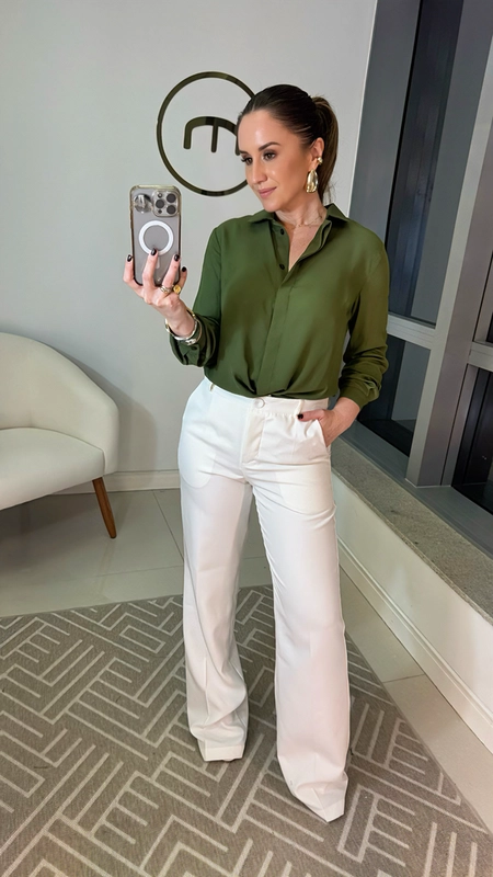 Calça alfaiataria reta marina