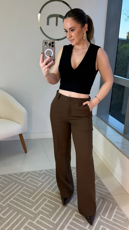 Calça alfaiataria reta marina