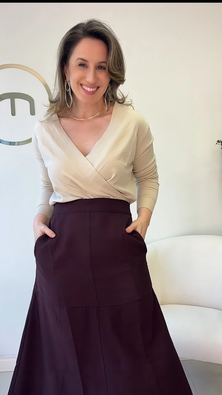 Blusa tricot toque modal decote v