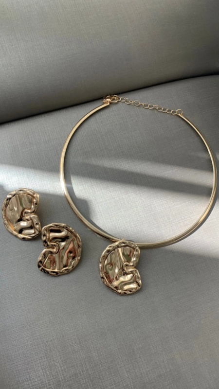 Conjunto colar e brinco organic chic