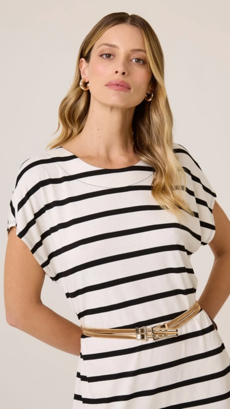 vestido midi dudalina malha listrado carmen