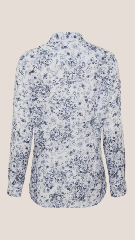 camisa dudalina slim ml blue flower