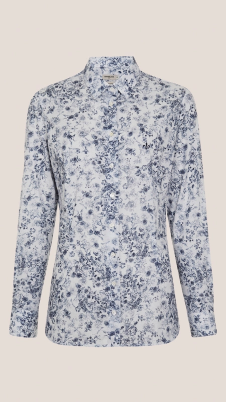 camisa dudalina slim ml blue flower