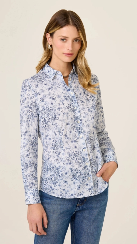 camisa dudalina slim ml blue flower