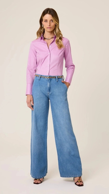 calça jeans wide leg dudalina soft