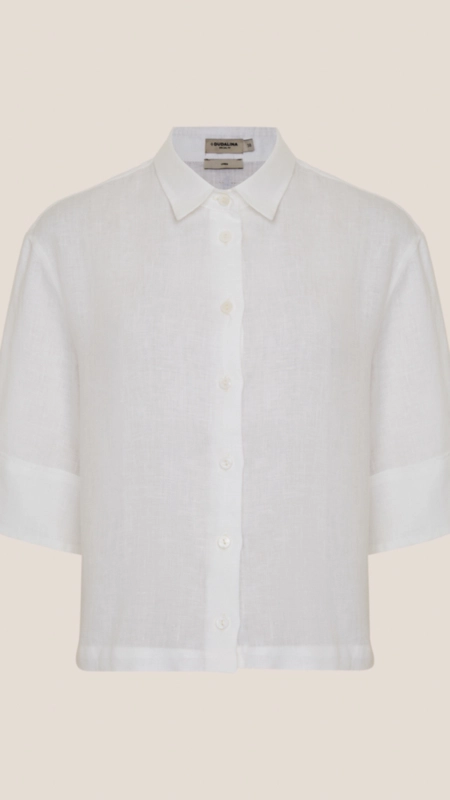 camisa dudalina mc cropped linho 100%