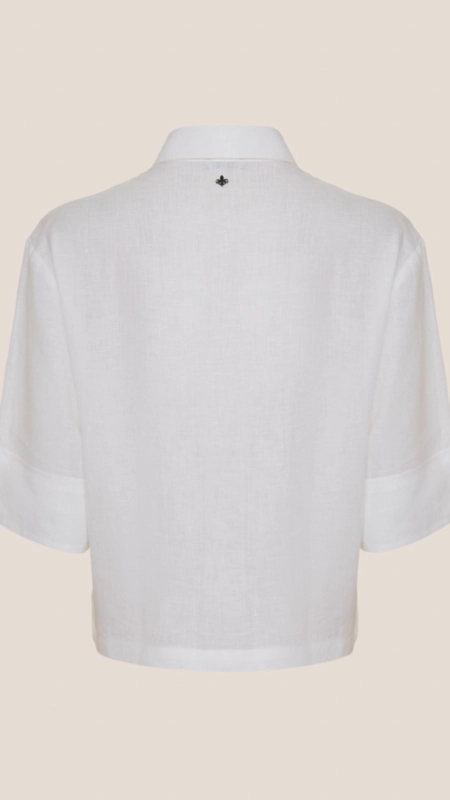 camisa dudalina mc cropped linho 100%