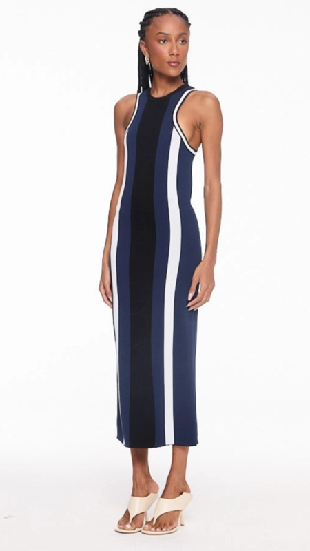 vestido midi animale nautico esporte tricot