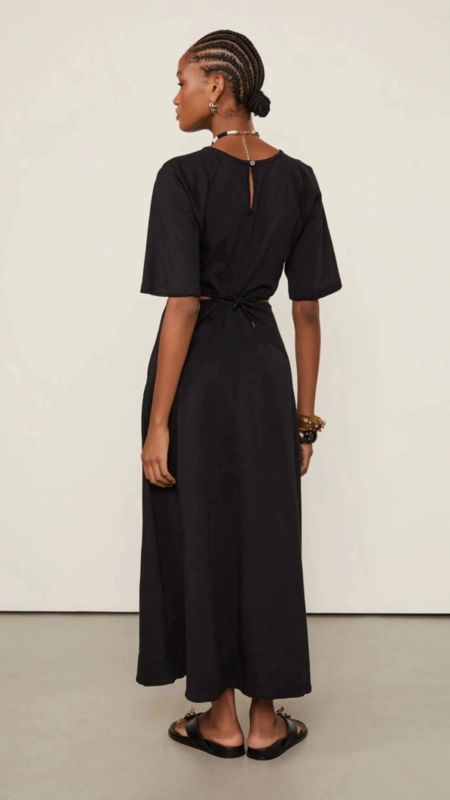 vestido midi malha animale cut bordado