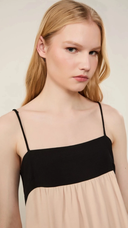 vestido midi reto animale bicolor