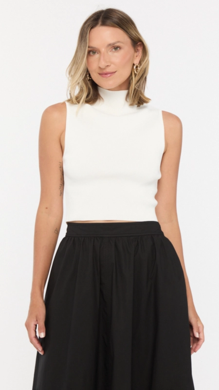 blusa animale cropped gola alta tricot