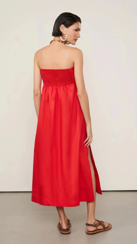 vestido midi animale algodão