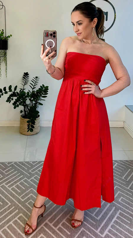 vestido midi animale algodão