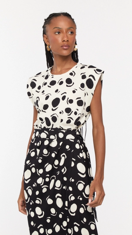 camiseta animale bicolor pois banda