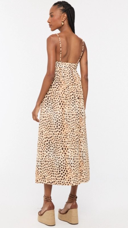 vestido midi animale estampa onça oásis