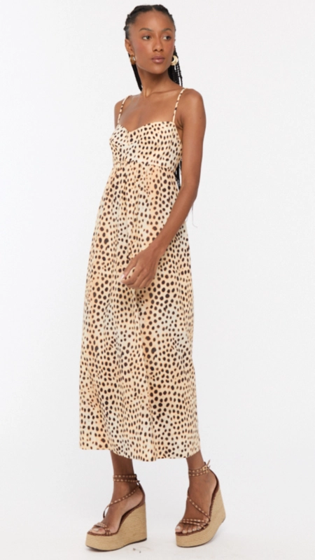 vestido midi animale estampa onça oásis