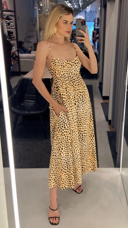 vestido midi animale estampa onça oásis